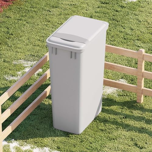 52.8QT Stackable Plastic Trash Can - Dowell 50L Wastebasket, Grey, Kitchen & Office