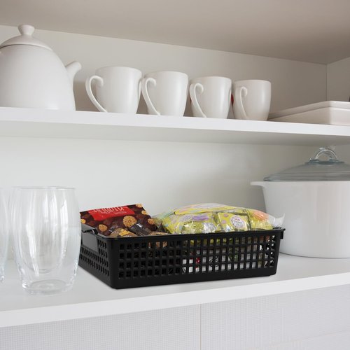 Vababa 6-Pack Plastic Paper Storage Basket Tray, Desktop File Organizer Baskets, Black
