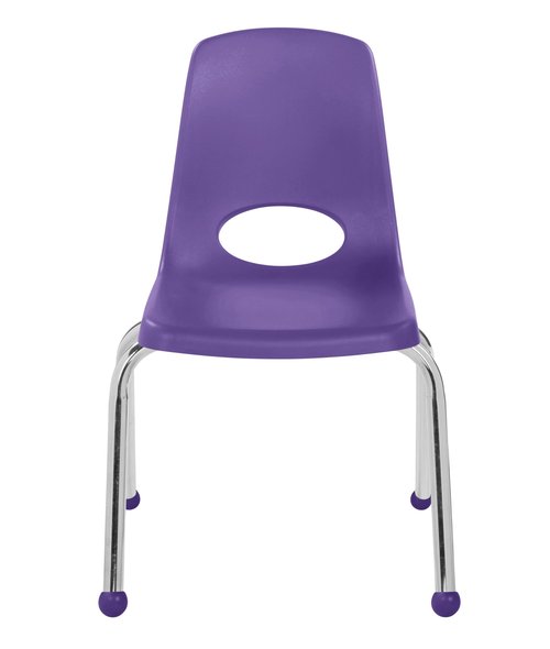 FDP 14" School Stack Chair, Stacking Student Seat with Chromed Steel Legs and Ball Glides; for Classroom, Homeschool or Learning Space - Purple (2-Pack), 15412-PU