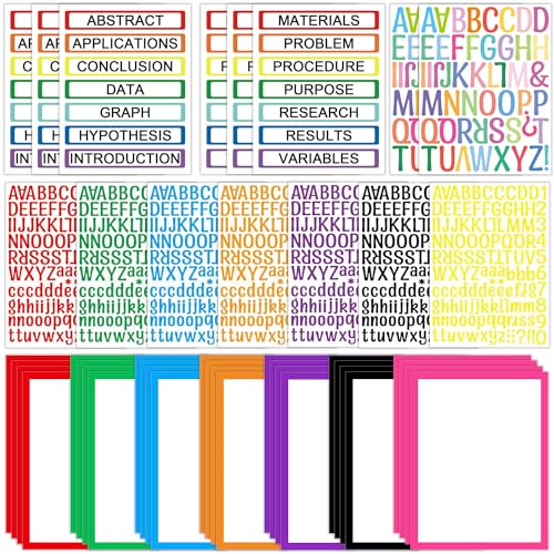 43 Colorful Sheets Science Fair Board Supplies Self Adhesive Presentation Science Subtitles Fair Project Titles Personalized Letter Sticker Supplies for Classroom Office