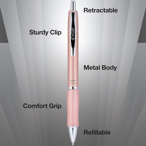 PILOT G2 Limited Gel Pen - Refillable & Retractable, Fine Point, Rose Gold Barrel, Black Ink
