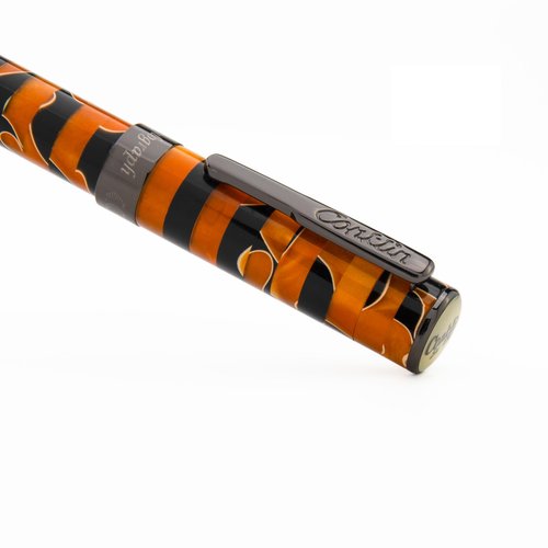 Conklin Stylograph Mosaic Fountain Pen Orange/Black – Gunmetal Accents – Stub Nib – Premium Writing Instrument – Ideal Gift for Pen Lovers