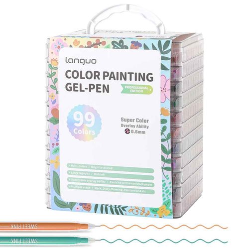 Yolaka Gel Pens with Fine Point 0.6mm, 99 Colors Drawing Pencils for Adult Coloring Books Smooth Writing Pen Set for Journaling, Landscapes, Lettering