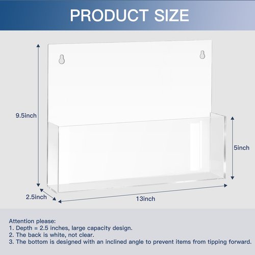 JUESHA 2 Pack Clear Acrylic File Holder Wall Mount Self Adhesive, Legal Size Hanging Paper Organizer, Wall Pocket File Holder Storage for Letter Folder Brochure Magazine Bookshelf Literature Display