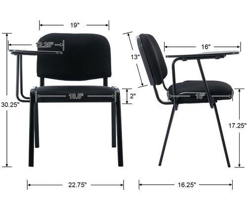 Mesh Stackable Chairs Set of 20 with Tablet Arm, Black Classroom Chair for Student, Office Waiting Room Chairs for Conference Room, Training, Meeting & Reception, Church
