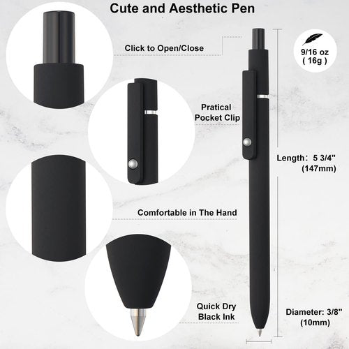 LINFANC Gel Pens - 6 Pack Fine Point Black Ink Pens for Smooth Writing | Cute Aesthetic School Supplies, 0.5mm