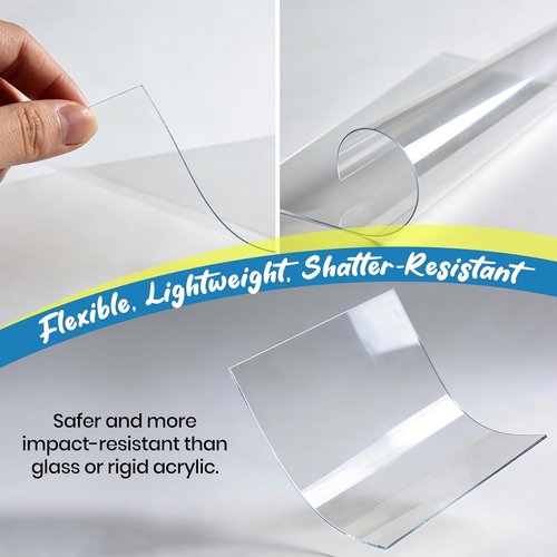 PET Sheet | 10 Pack of 12x12” Plexiglass Panels - 0.04” Thick for Crafting & Picture Frames