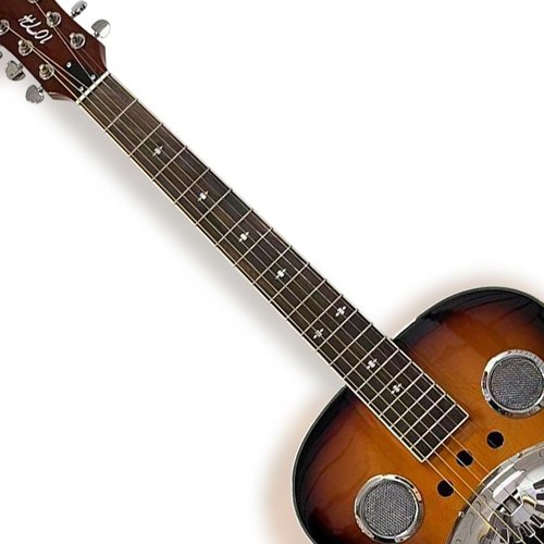 40-Inch Resonator Guitar with Spruce Top & Sapele Body - Black Brown Flame Finish, Okoume Neck, Rosewood Fingerboard | Sealed Tuners & Bronze Strings | Blues/Slide Guitar