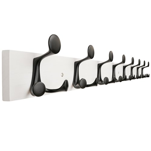 SKOLOO 43-Inch White Wood Coat Rack Wall Mount with 8 Triple Hooks - Ideal for Family Entrances, Classrooms, and Pet Supplies Storage - Perfect Coat Hooks for Wall, Pack of 2