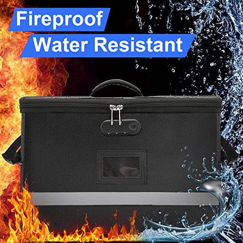 EXLIFBAG Black Fireproof File Organizer with Lock, 1 Layer - Safe Document Storage