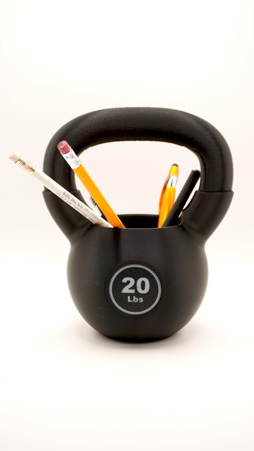 Fitness-Themed Office Desk Set, 3-Piece Dumbbell Business Card Holder, Pen Holder, Black