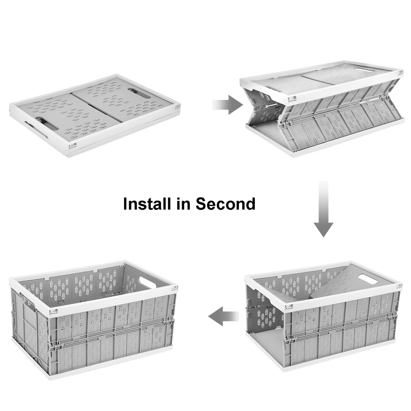 Livememory 2 Pack Foldable Crates, 31 Liters Plastic Milk Crate Storage Bin for Home, Laundry, Clothes(17.76x 12.01 x 9.29 in)