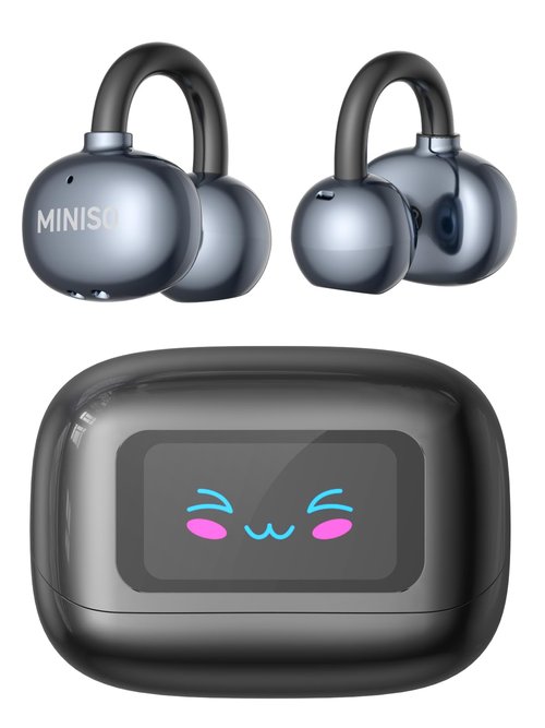 MINISO AI Translation Earbuds Real Time with LCD Touchscreen, 3-in-1 Language Translator Earbuds Supporting 150 Languages, Bluetooth 6.0, Clip-On Design & 60Hrs Playtime, Ideal for Travel & Business