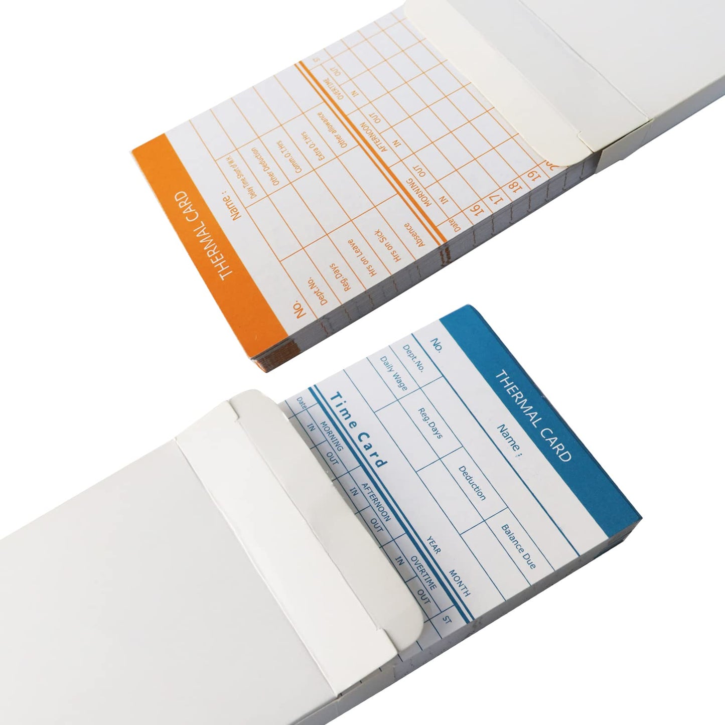 JIAN BOLAND Thermal Time Cards 50pcs,Monthly, 2-Sided,7.3×3.3inches Weekly Employee Time Sheet for Thermal Punch Clock