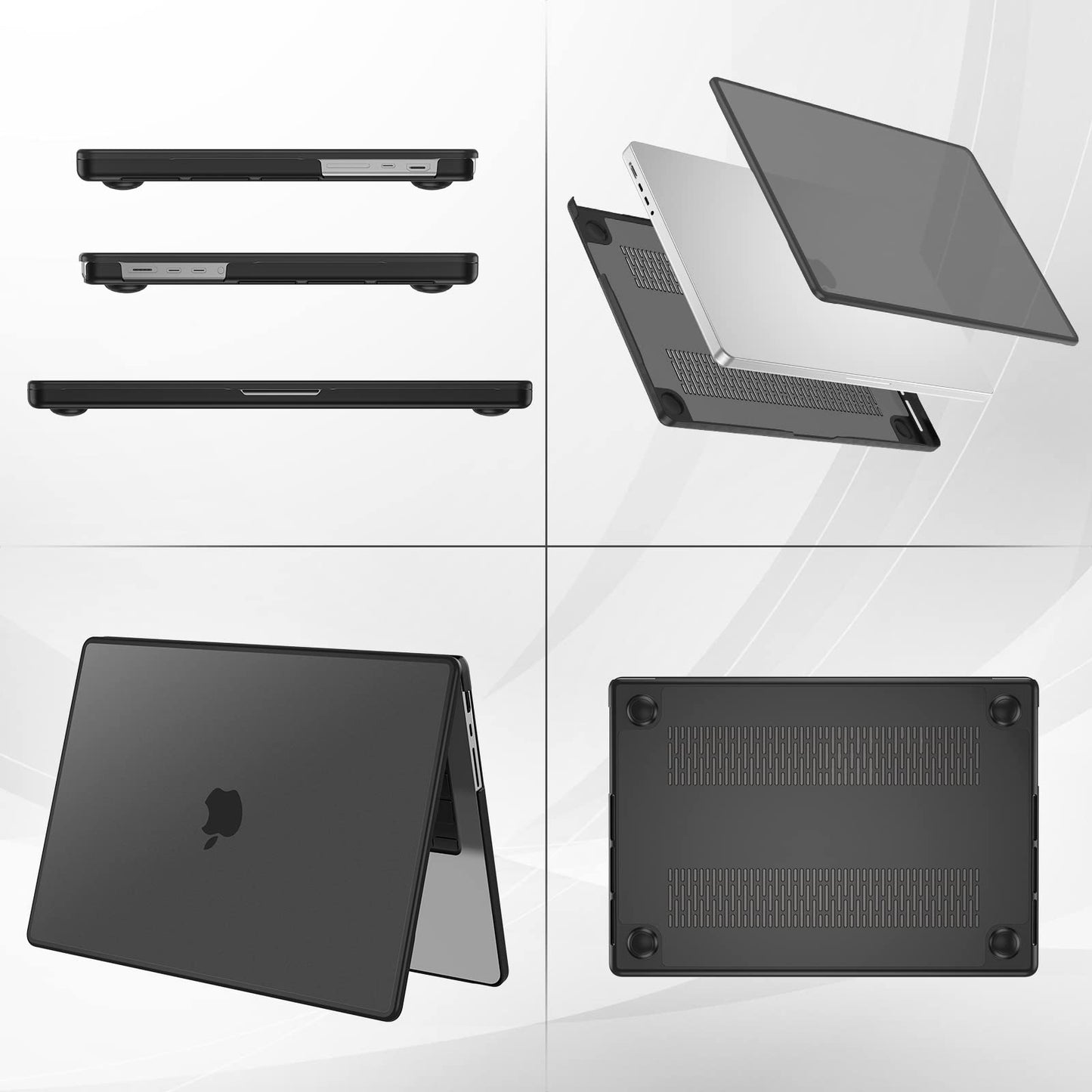 ProCase for MacBook Pro 16 Inch 2026 2025-2021 M5 M4 M3 M2 M1 Pro/Max, Translucent Hard Shell Shockproof Cover for MacBook Pro 16.2" -Black