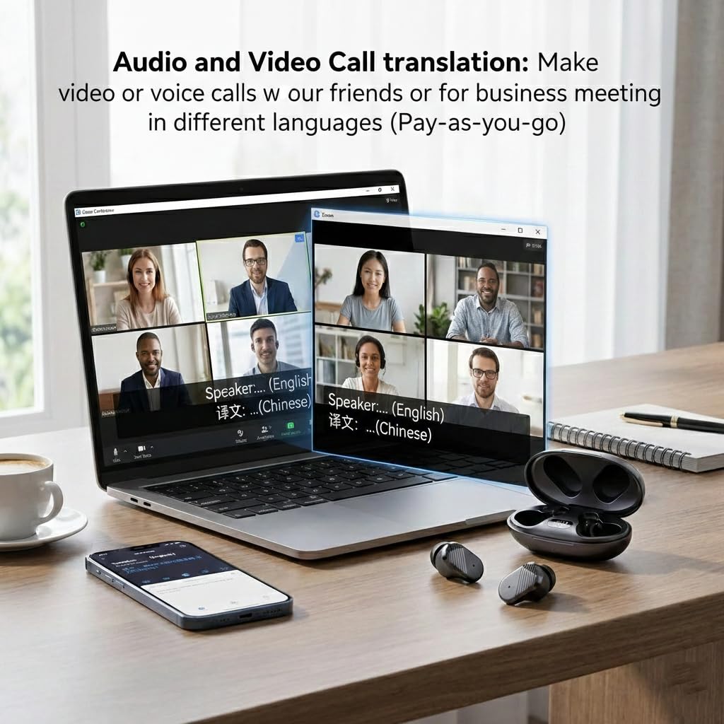 NVAHVA Bluetooth Earbuds with Mic for Meeting Recorder Travel Translation