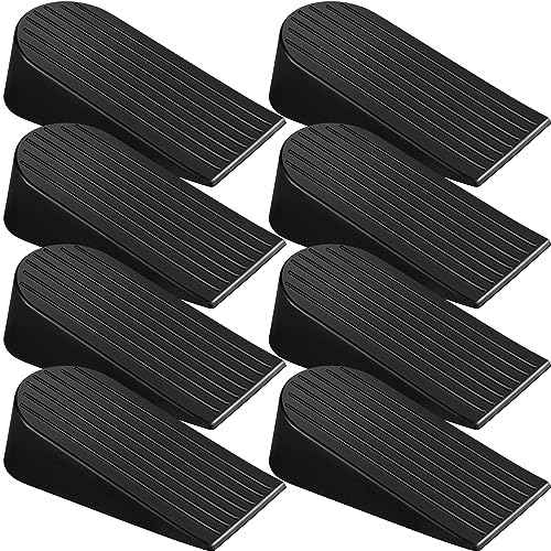 Frienda 8 Pack Large Door Stoppers Heavy Duty Rubber Stopper for Bottom of Door Wedge Stopper for Home Office (Black)