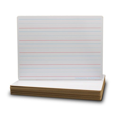 Flipside Products 9" x 12" Red and Blue Lined/Blank Two-Sided Dry Erase White Boards, Class Pack, Double Sided Lapboard, Reusable for Group Participation, 12 Pack