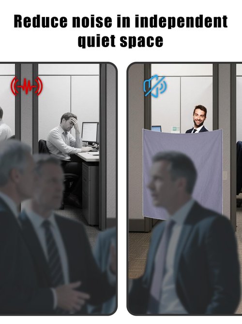 NebulaEdge Portable Cubicle Privacy Curtain for Office,47x38 in，with 2 Self Adhesive Hook and 4 Adjustable Around Installation Direction Door Circular Ring ﻿