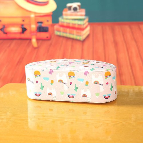 LINKWELL Cute Remote Control Holder, PU Leather Remote Control Holder Organizer with 5 Compartments, Tabletop Storage Remote Basket for TV, Office Supplies, Llama Pattern PH63