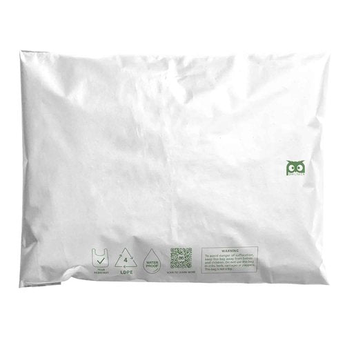 Owlpack Eco Friendly 2 MIL Plain White Recycled Mailers (9" x 12", pack of 500)