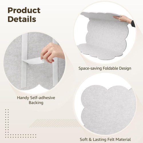 Scalloped Felt Bulletin Board - Large 35.4x23.6 Foldable Self-Adhesive Photo Board for Home & Office