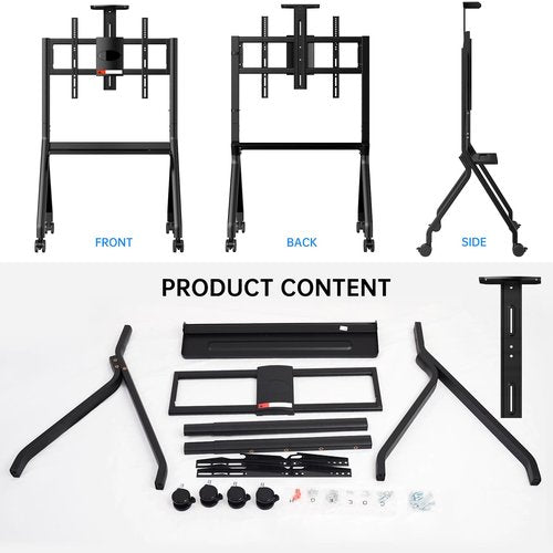 RAIZEA Mobile Smart Board Stand for Interactive Whiteboard 47"-65", Lockable Wheels, Holds up to 176lbs, for Office Classroom Home(Model: FD570)