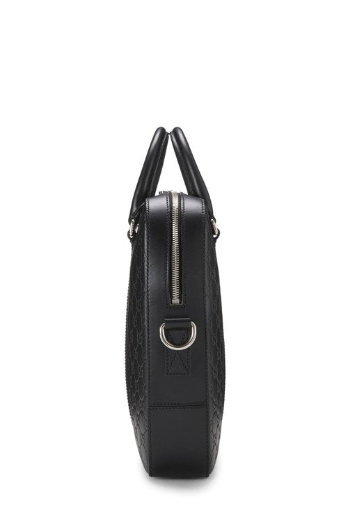 Gucci, Pre-Loved Black Guccissima Briefcase, Black