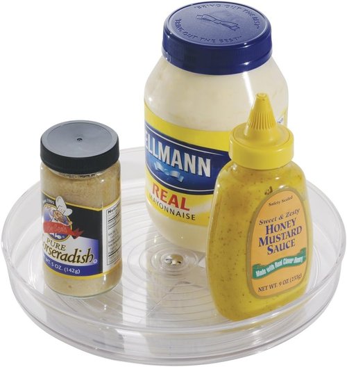 MetroDecor Lazy Susan Spice Organizer - Clear Turntable for Easy Access and Storage
