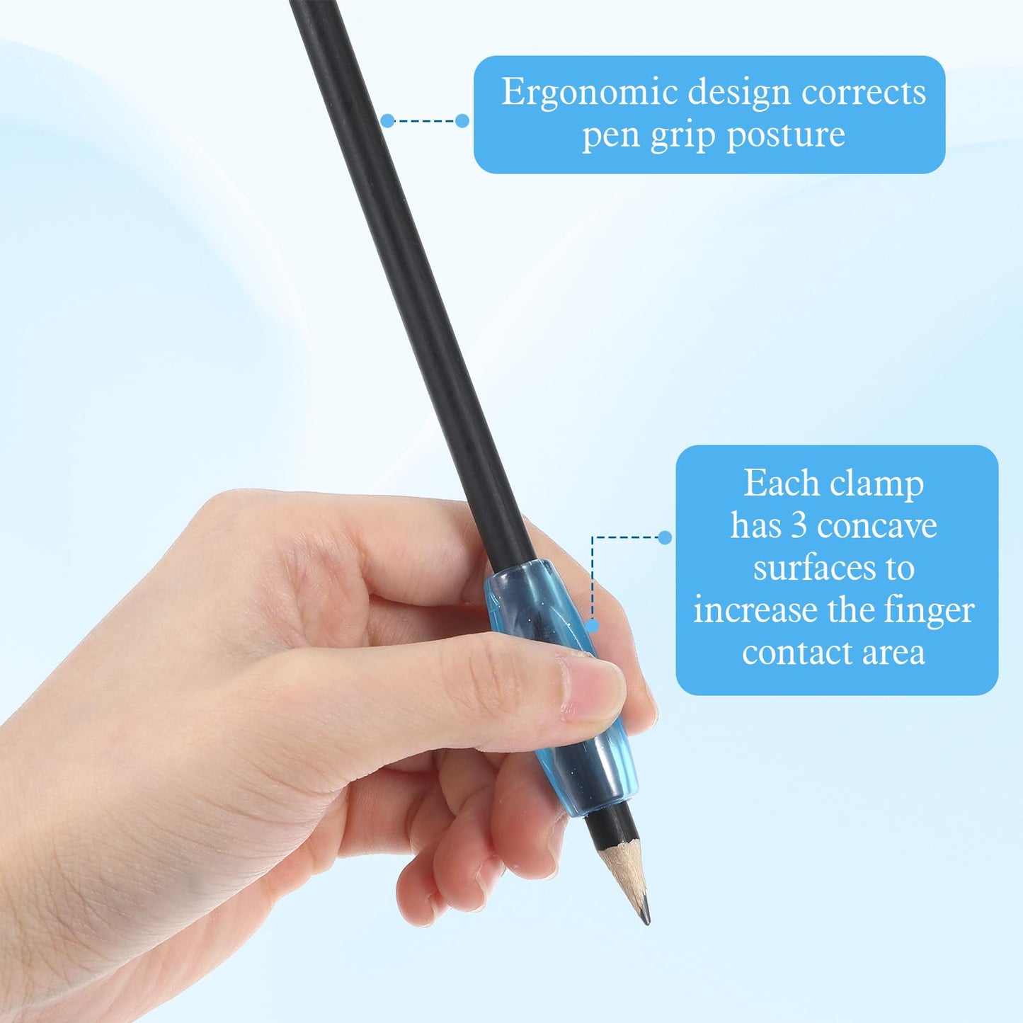 8-Pack Silicone Grippers for Pencils with 3 Concaves, Ergonomic Comfort Pencil Grippers for Relieving Fingers Fatigue Writing Aid Universal Pencil Gripper for Kids Adults Handwriting