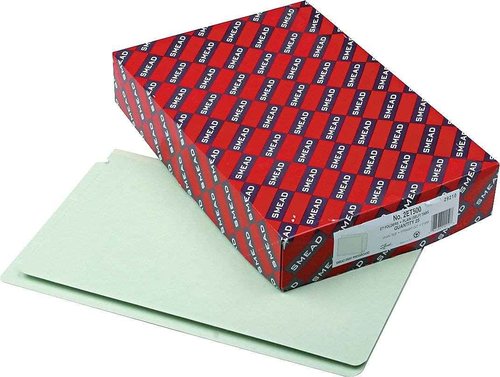 Smead End Tab Pressboard File Folder, Straight-Cut Tab, 2" Expansion, Legal Size, Gray/Green, 25 per Box (29210)