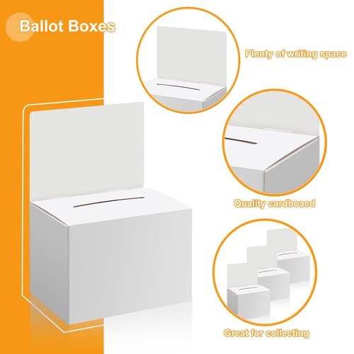 Seajan 100 Pcs Raffle Ballot Box with Slot Suggestion Ticket Donation Box for Fundraising Collecting Card Voting Contest, 6.5 x 4.5 x 4.5''(White)