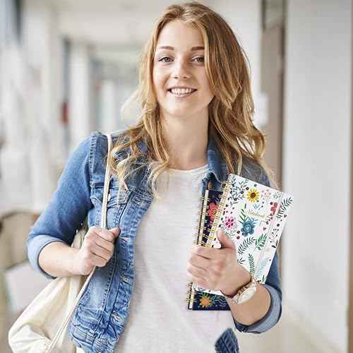 Coopay 8 Pack A5 Spiral Notebook Journal for Women, College Ruled Composition Notebooks Hardcover Spiral Journal, Cute Blooming Floral, Office School Business Supplies, 8.3" x 5.5", 160 Page