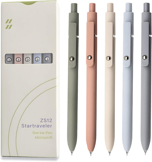 UIXJODO Gel Pens - 5 Pcs Fine Point 0.5mm Black Ink Pens for Smooth Writing | Cute Office Supplies for Gifts