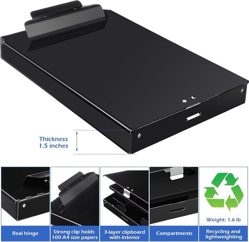 Janlaugh Heavy-Duty Metal Storage Clipboard - Letter Size, Dual Storage, 14'' x 9.06'' x 2.95''
