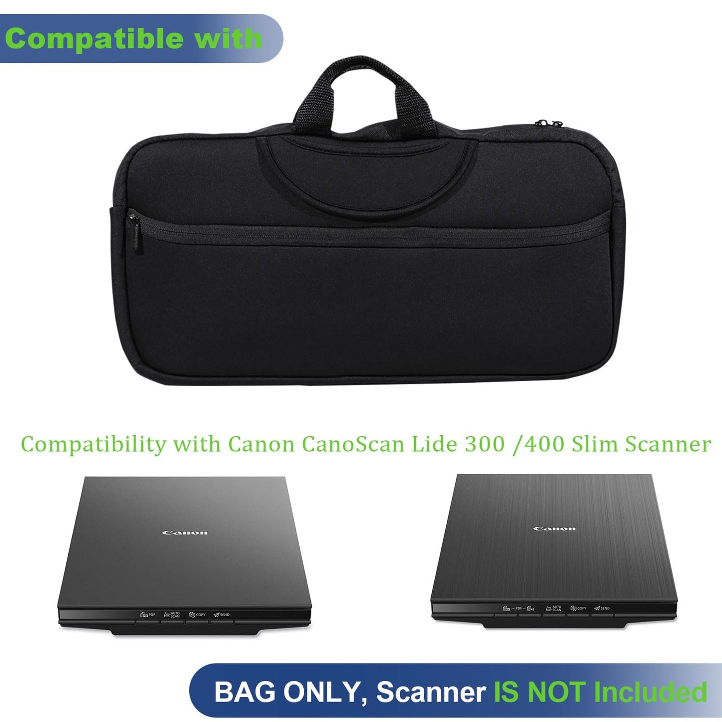 NUENSS-ROR Scanner Carrying Bag for Canon CanoScan Lide 300/400 Slim Scanner, Portable Neoprene Scanner Storage Case Bag, Waterproof Anti-Static Scanner Bag for Canon