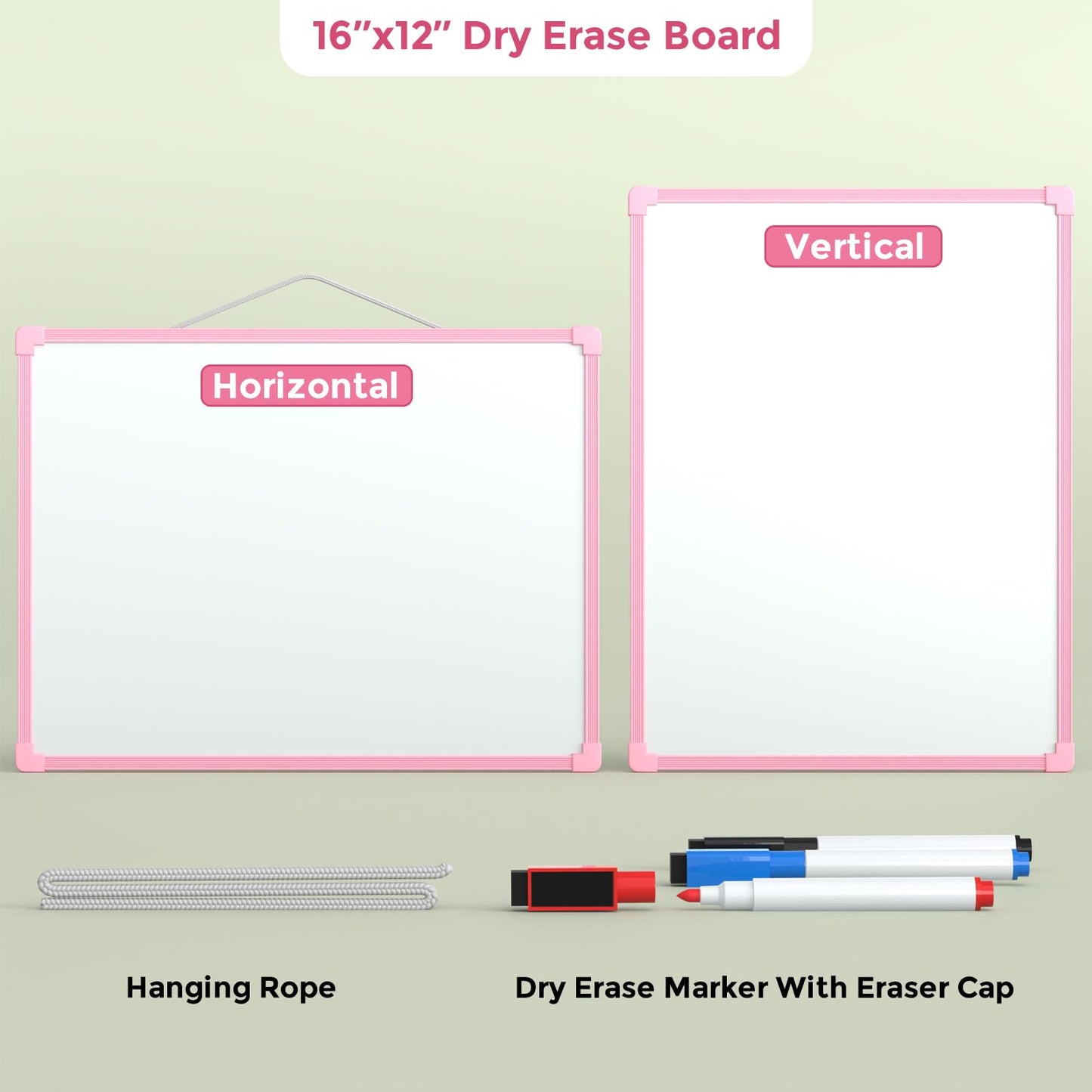 MaxGear Double-Sided Dry Erase Board for Wall, 16"x12", Pink Frame