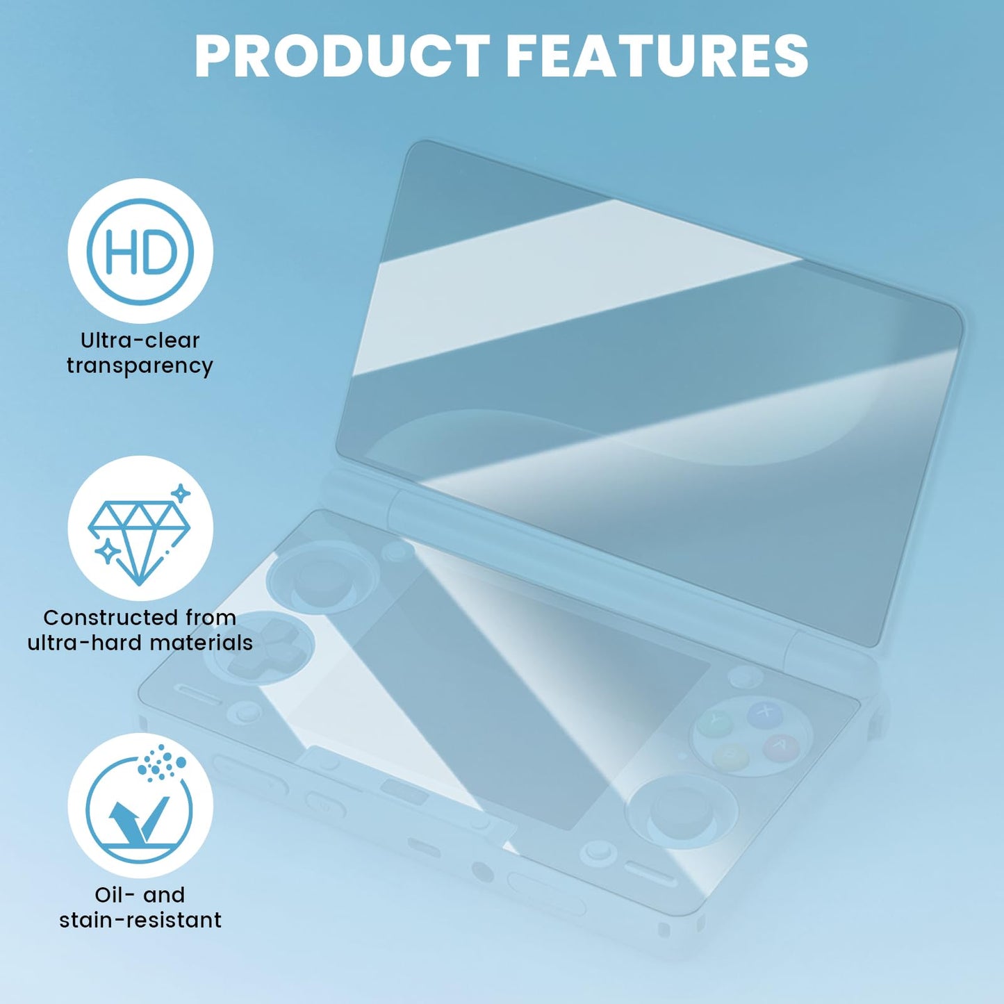 KCMOSGI Screen Protector for AYN THOR Handheld Console, Tempered Glass Protection Accessories, Scratch-Resistant, High-Definition, Easy Install, (Upper & Lower Screen)