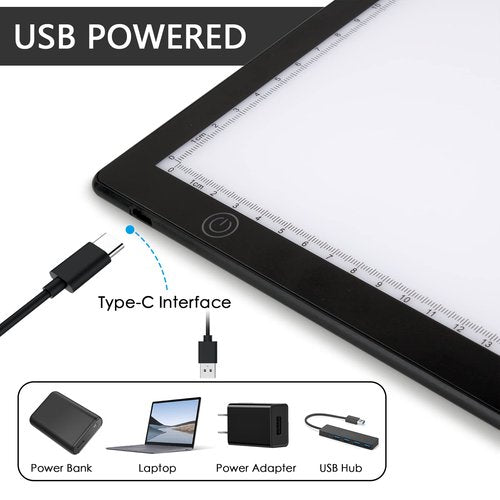 Slide Viewer Light Pad for Slides and Film Negative Scanning, Ultra-Thin A4 Size Magnetic Backlight with 3 Brightness Levels, USB Powered