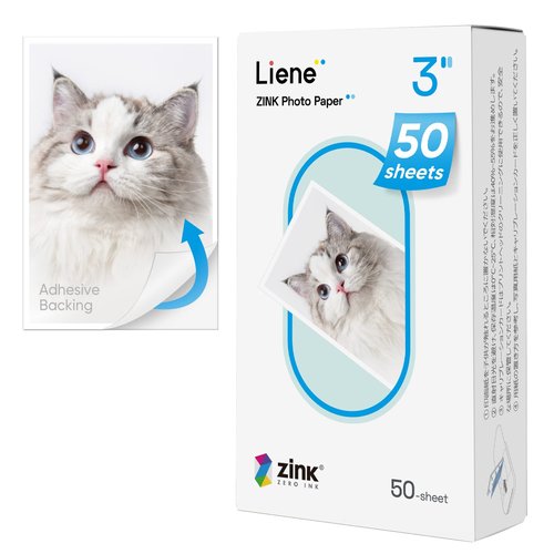 Liene Zink Photo Paper 2x3" 50 Sheets, Premium Photo Printer Paper w/Adhesive Back, Waterproof, Smudge Proof, Tear Proof, Instant Photo Paper