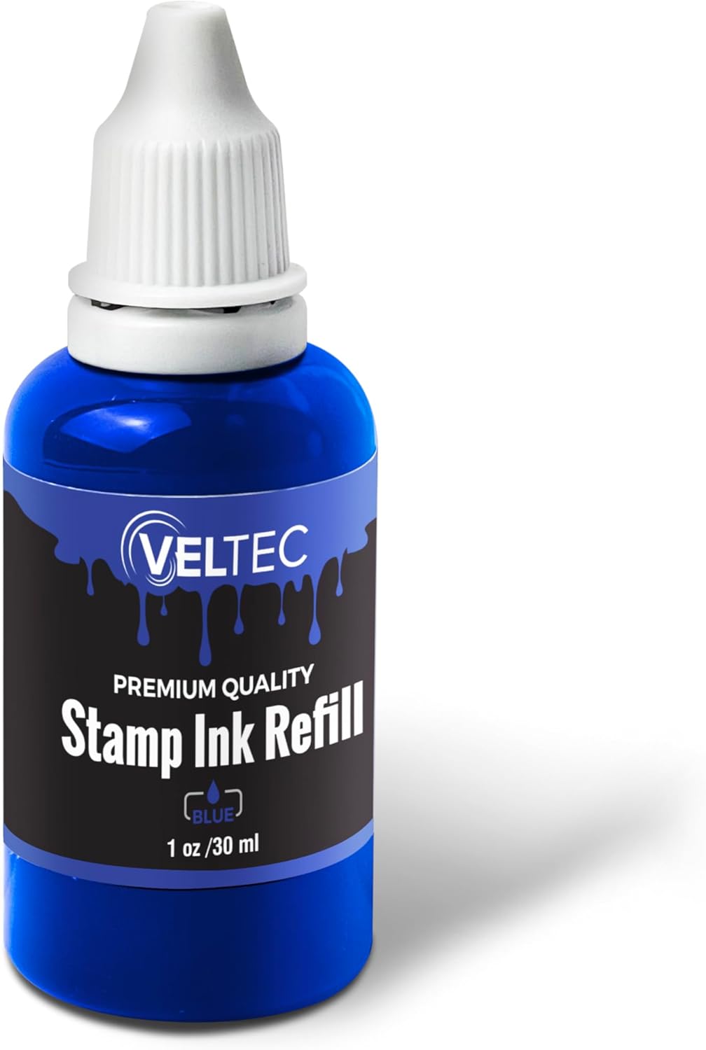 Veltec Self-Inking Stamp Refill Ink - 1 oz. Squeeze Bottle in Blue for Easy Use