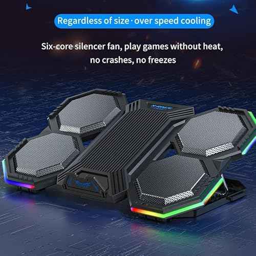 Laptop Cooling Pad RGB Cooler Laptop Stand with 6 Quiet Cooling Fans 6 Height Adjustable Cooling Pad for Laptop 11-17inch
