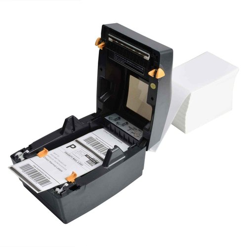 4 Stacks Fanfold 4" x 6" Direct Thermal Labels, 1000 Labels Per Stack, White Perforated Shipping Labels, Permanent-Adhesive, Compatible Zebra, Rollo Thermal Label Printer