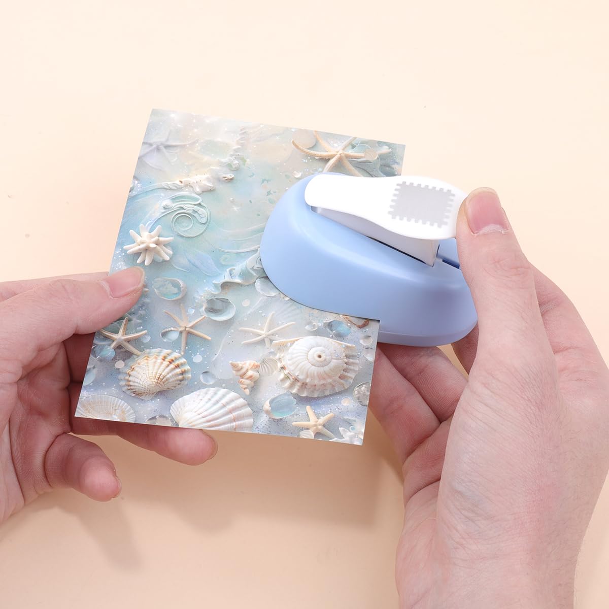 YOUQIWJ 2cm Postage Stamp Square Paper Punch, Stamp Shape Lever Action Hole Puncher for Scrapbooking, Card Making and DIY Paper Crafts