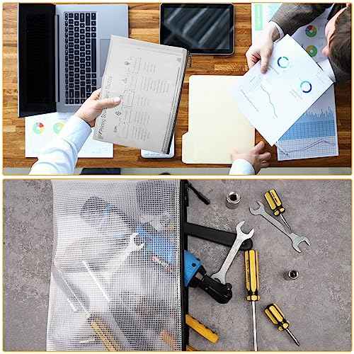60pcs Large Mesh Zipper Pouch File Bags Reusable Zippered Pouches for Organizing Classroom, Board Game Storage, Puzzle Bags Black