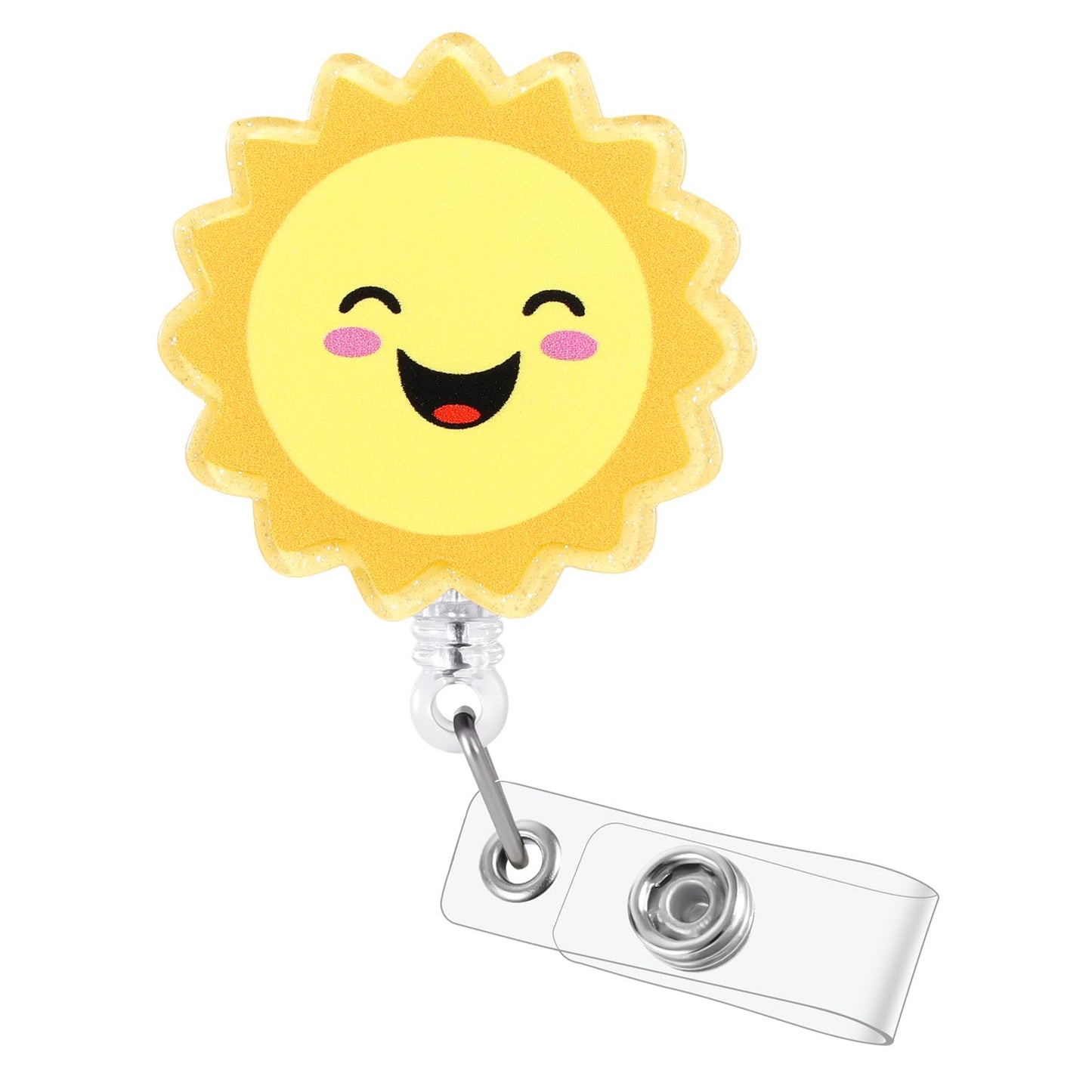 Funny Sun Nurse Badge Reel, Cute Happy Sunshine Retractable ID Pediatric Badge Holder, Name Tag Badge Buddy for RN LPN CNA MA Peds Surg OB/GYN Nurse Nursing Student Teacher Medical Social Worker Gifts
