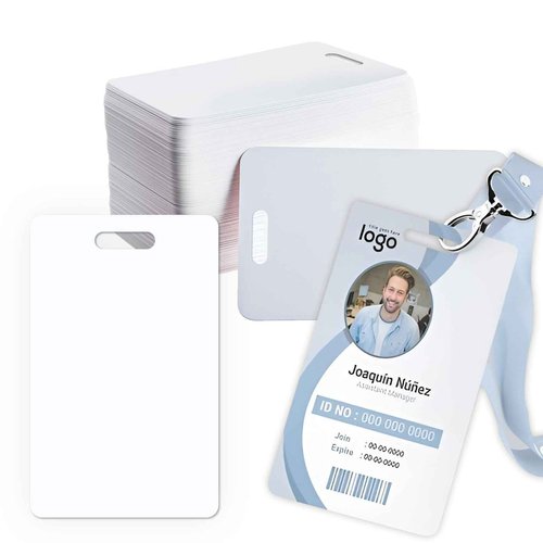 500 Pack-Premium Blank PVC Cards with Slot Punch on Short Side, Lumanious CR80 30Mil (CR8030) Vertical Slot Punch Blank Credit Cards for Business Office Photo ID Badge Printers