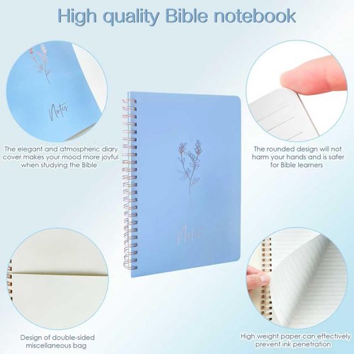 J6&H6 Bible Journaling Kit - 170Pcs Complete Study Supplies with Foldable Pencil Case & 12 Pastel Highlighters | Blue