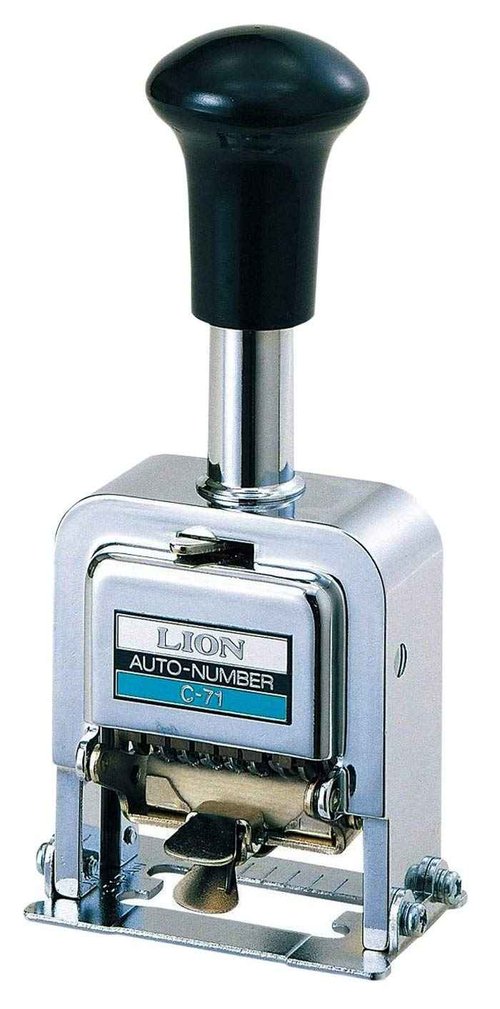 Lion Pro-Line Heavy-Duty Automatic Numbering Machine, 6-Wheel, Roman, 1 Numbering Machine (C-71) Silver