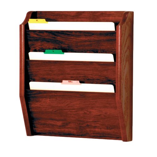 Wooden Mallet 3-Pocket File Holder, Legal Size, Mahogany